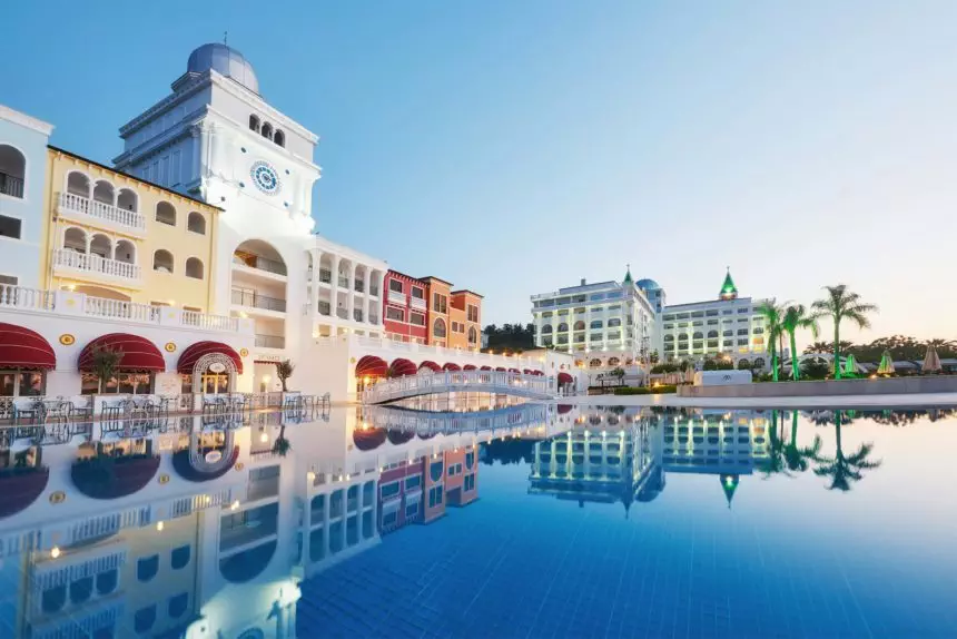 Swimming pool and beach of luxury hotel. Type entertainment complex. Amara Dolce Vita Luxury Hotel